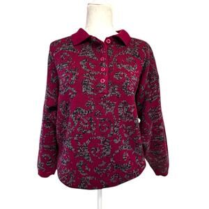 Vintage 90s Henley Collared Acrylic Sweater Size Small By Contemporary Casuals